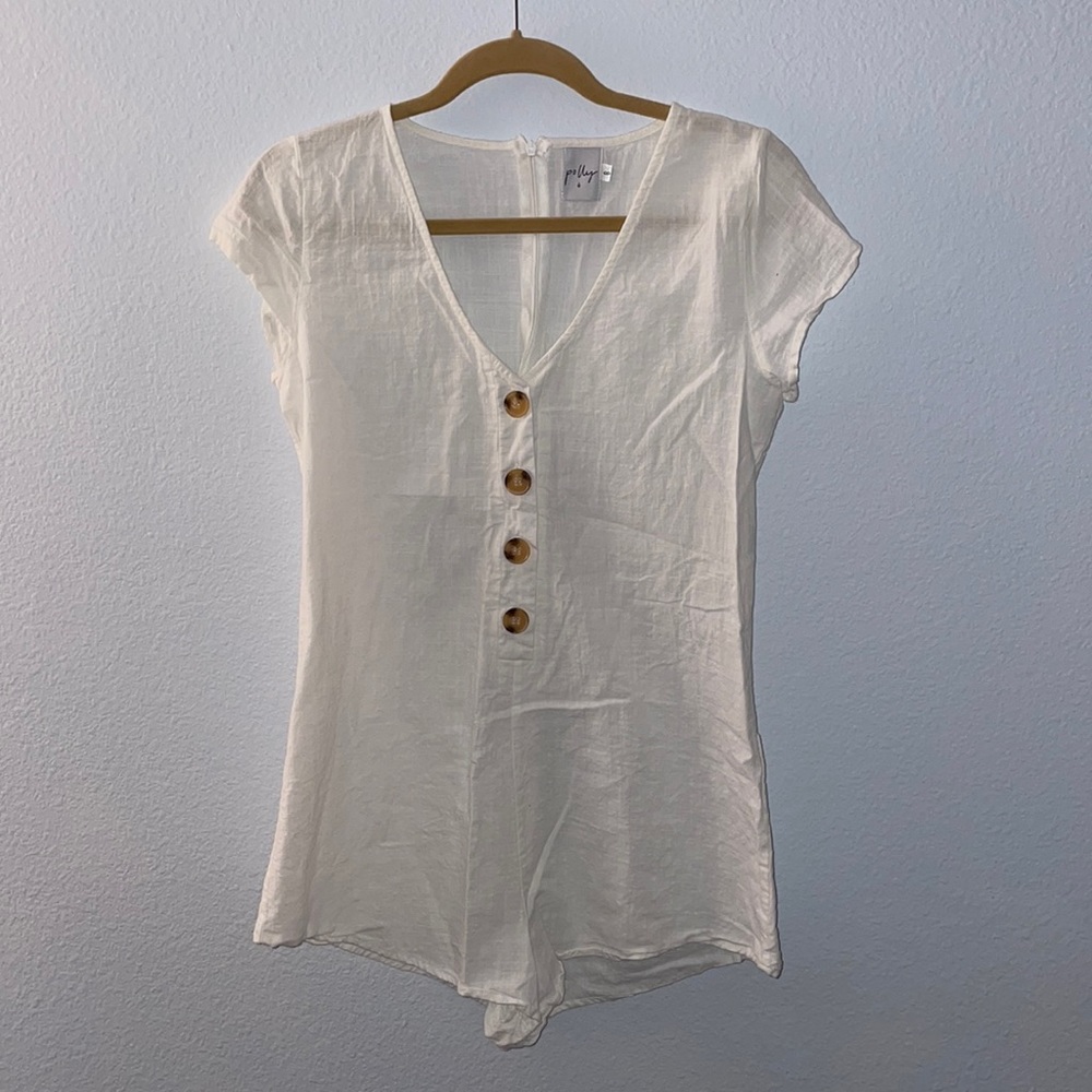 PRINCESS POLLY WHITE BUTTON UP ROMPER